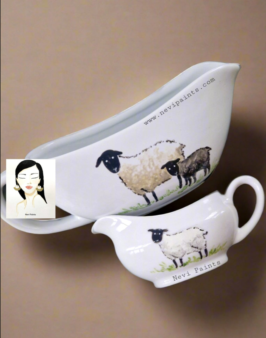 Sheep Handpainted Gravy Boat - Small