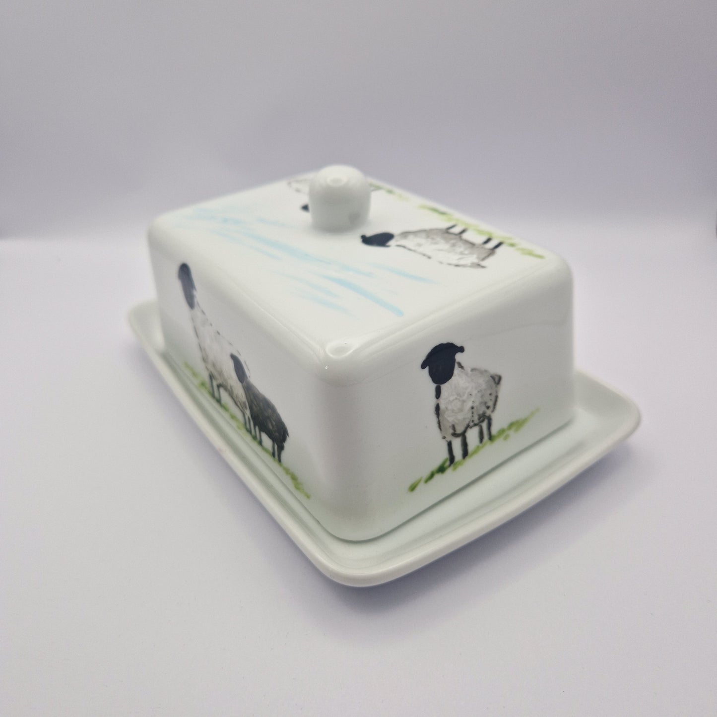Sheep Handpainted Butter Dish