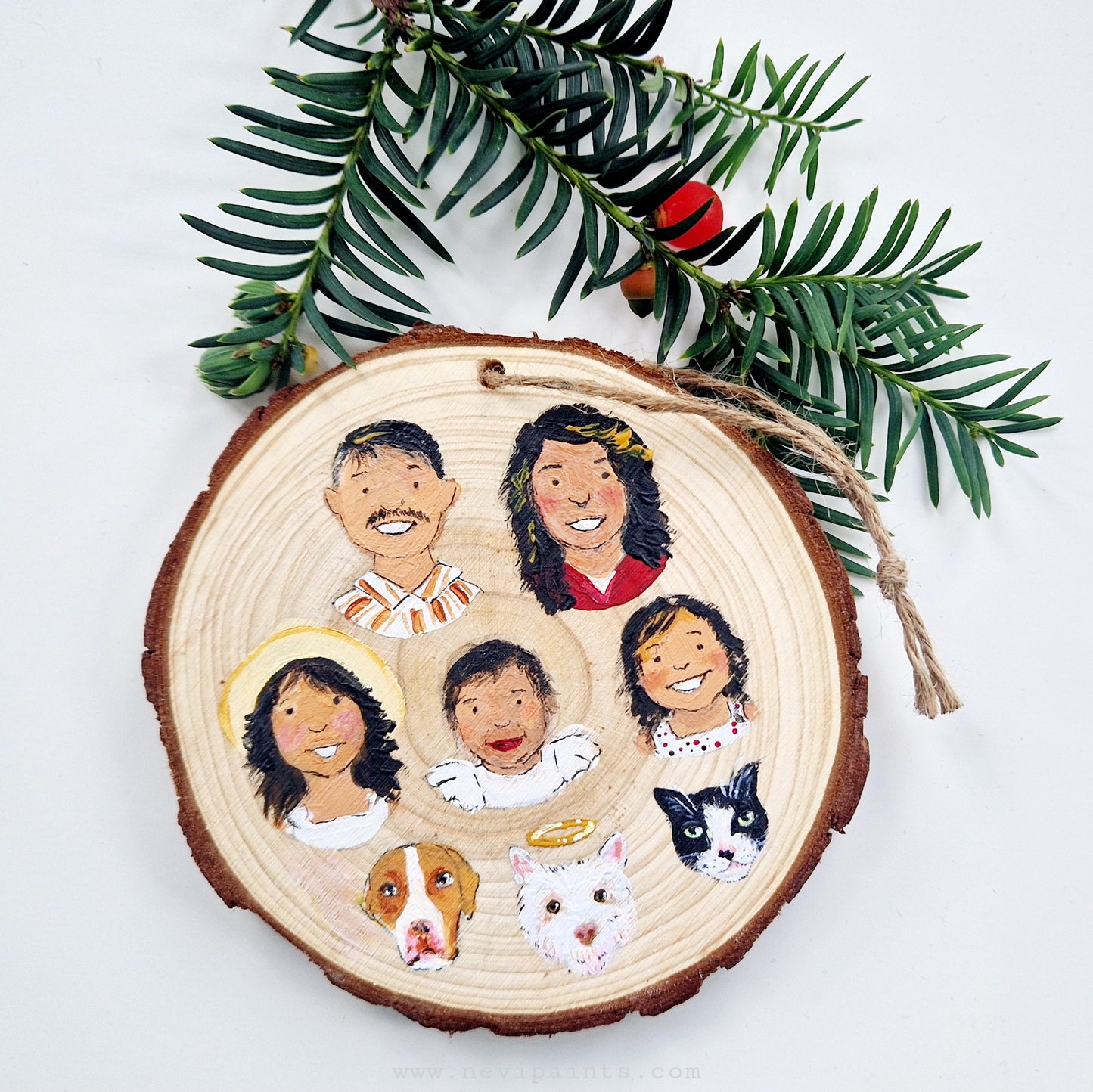 Hand-painted Christmas Bauble: CUSTOM Family Portrait