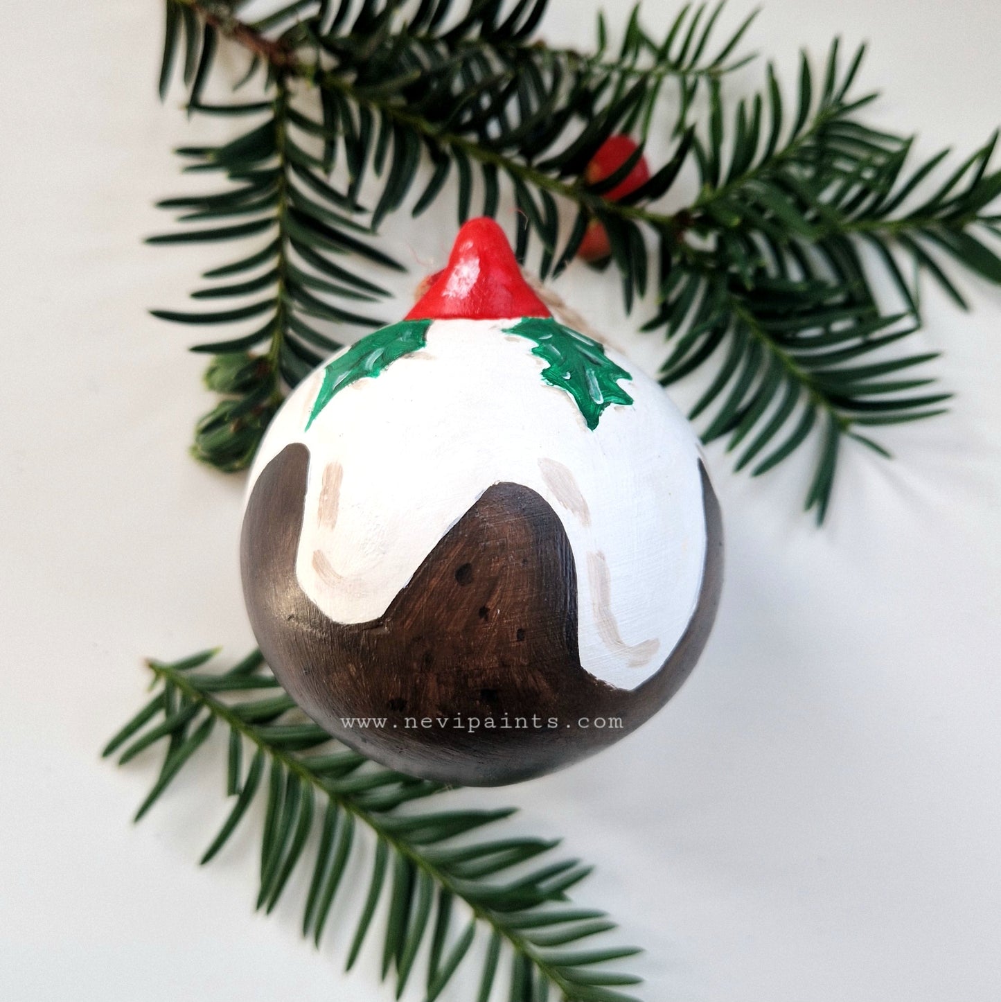 Hand-painted Christmas Bauble: Christmas Pudding