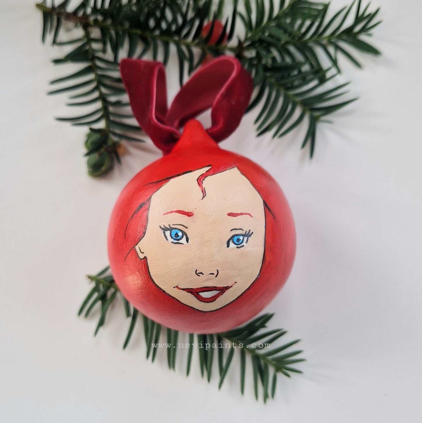 Hand-painted Christmas Bauble: Ariel