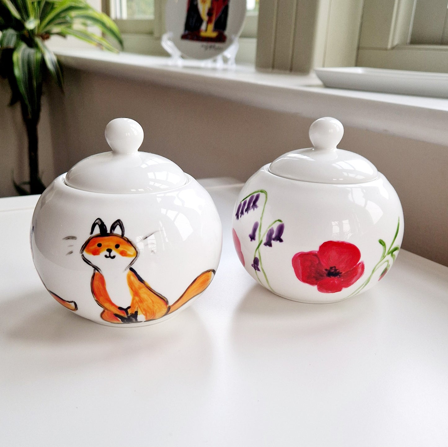 Foxes Handpainted Pot