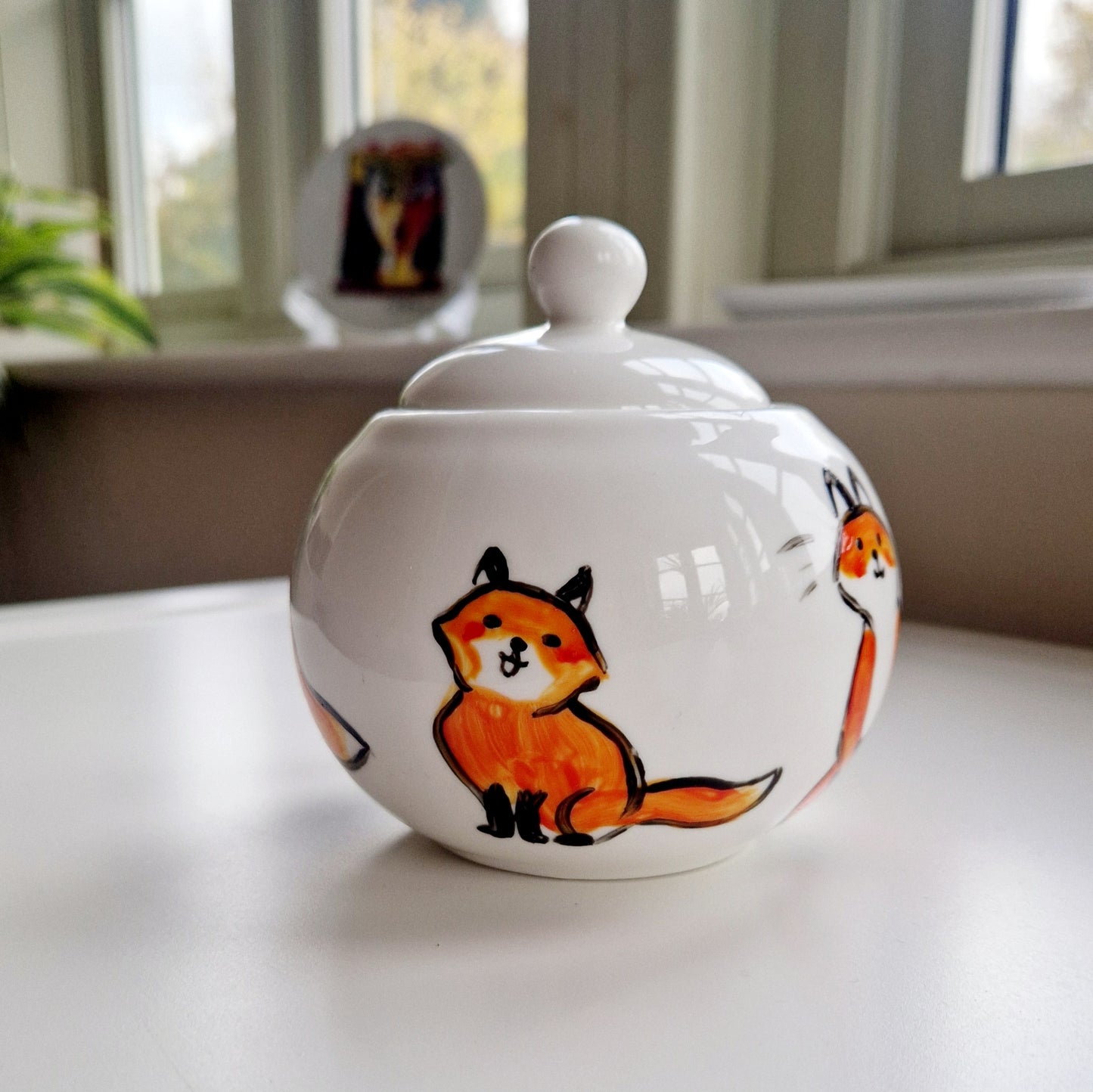 Foxes Handpainted Pot