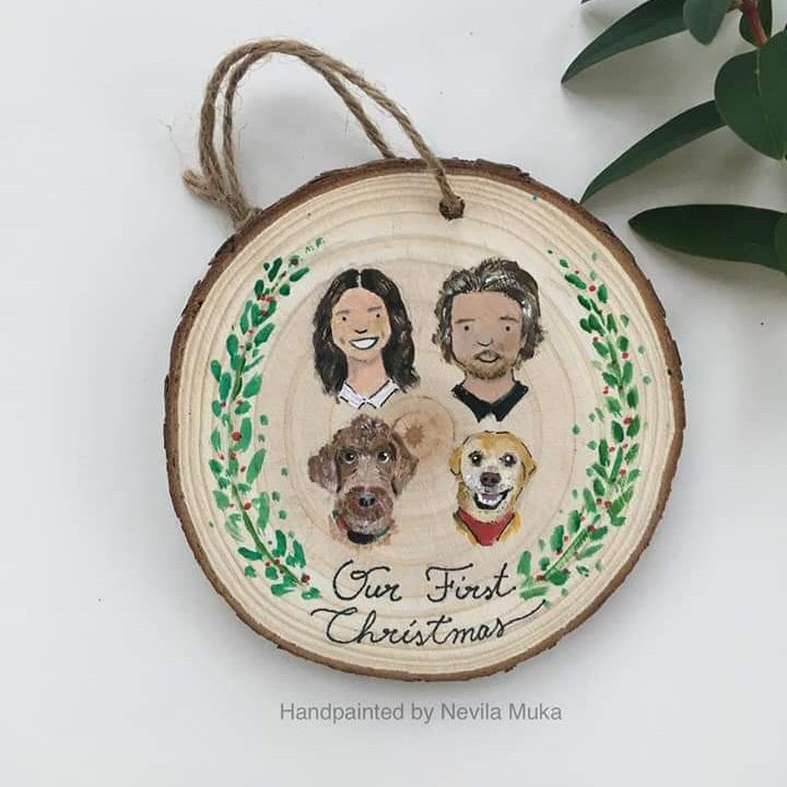 Hand-painted Christmas Bauble: CUSTOM Family Portrait