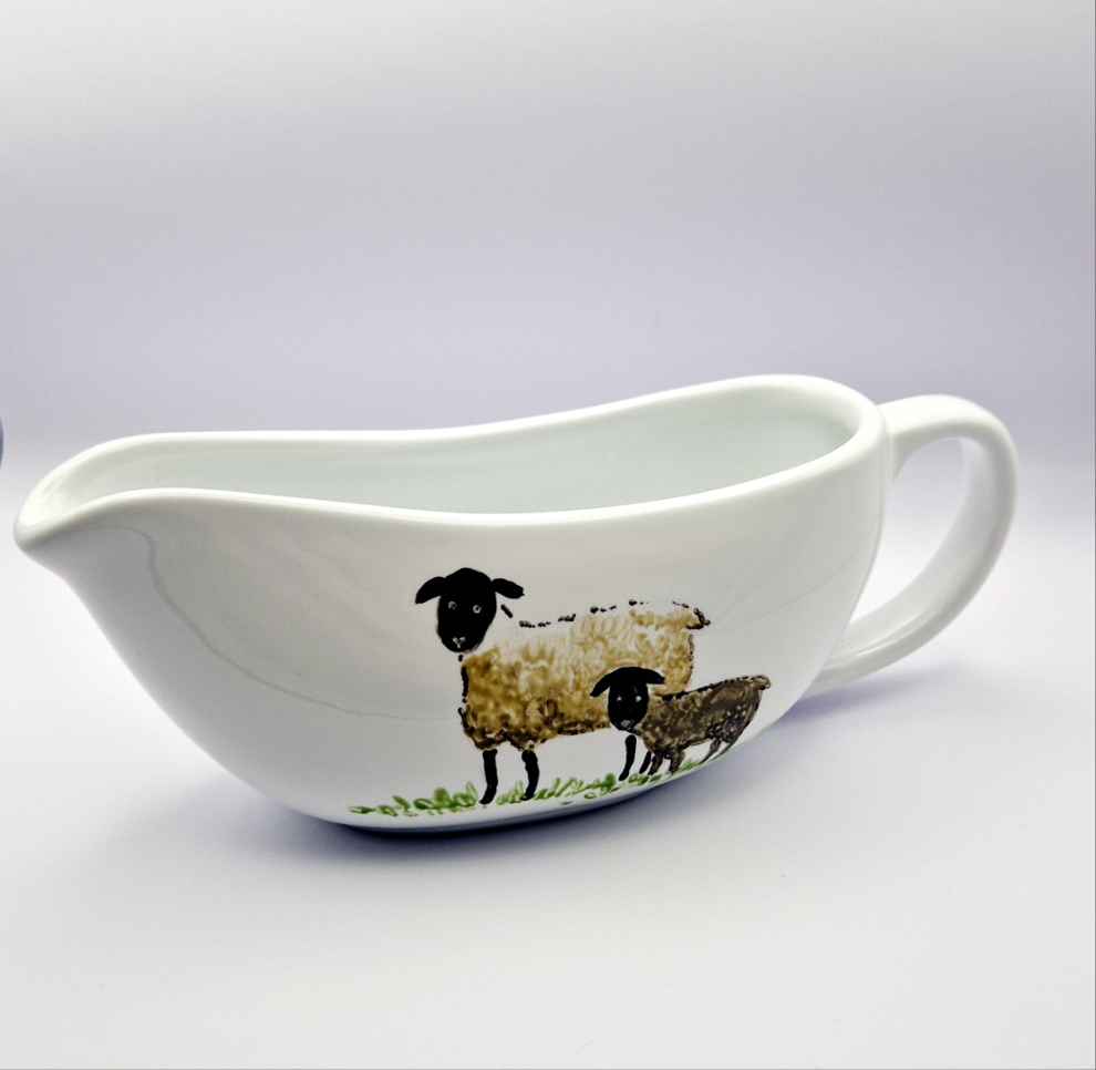 Sheep Handpainted Gravy Boat