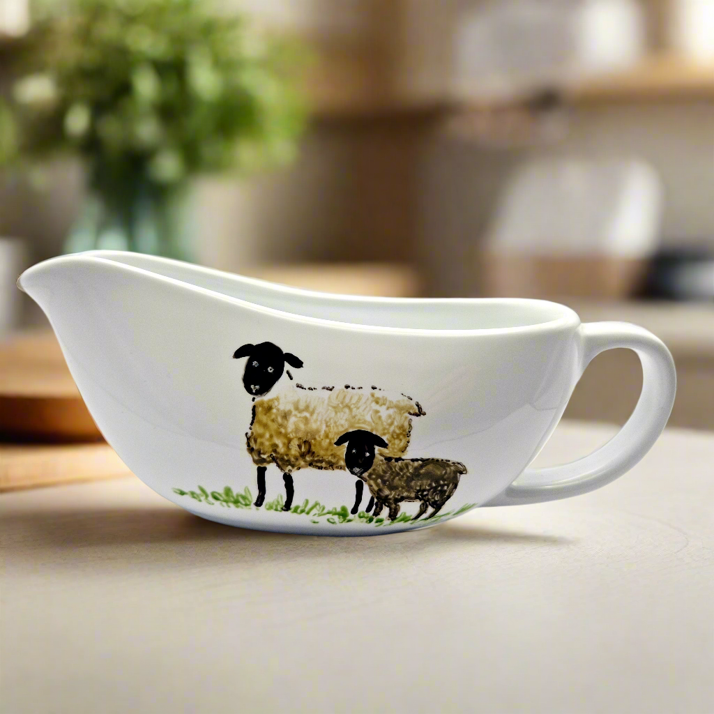 Sheep Handpainted Gravy Boat