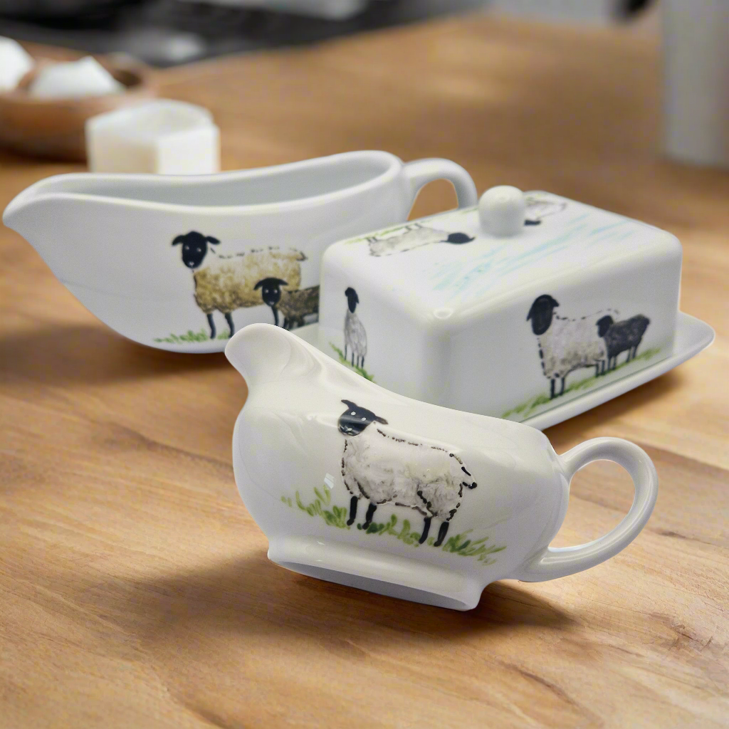 Sheep Handpainted Butter Dish