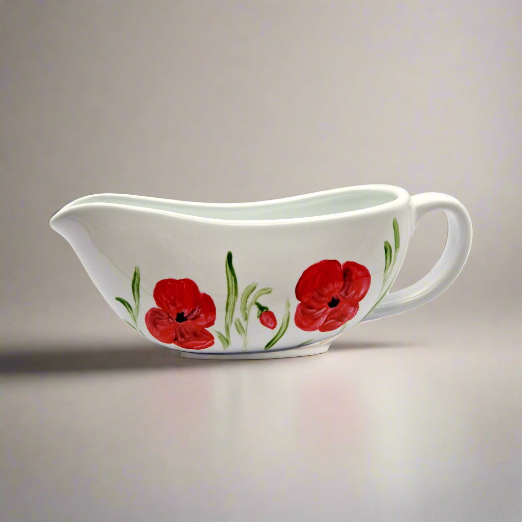 Poppies Handpainted Gravy Boat