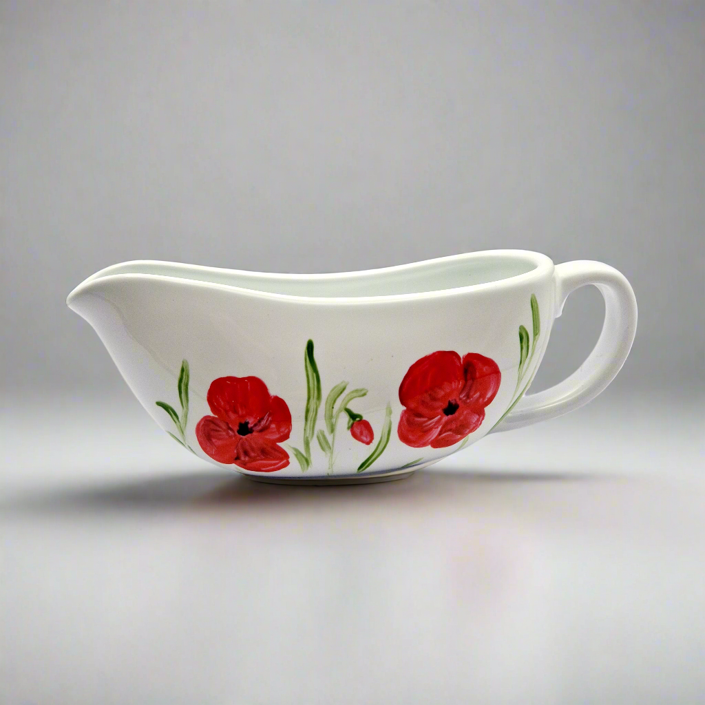 Poppies Handpainted Gravy Boat