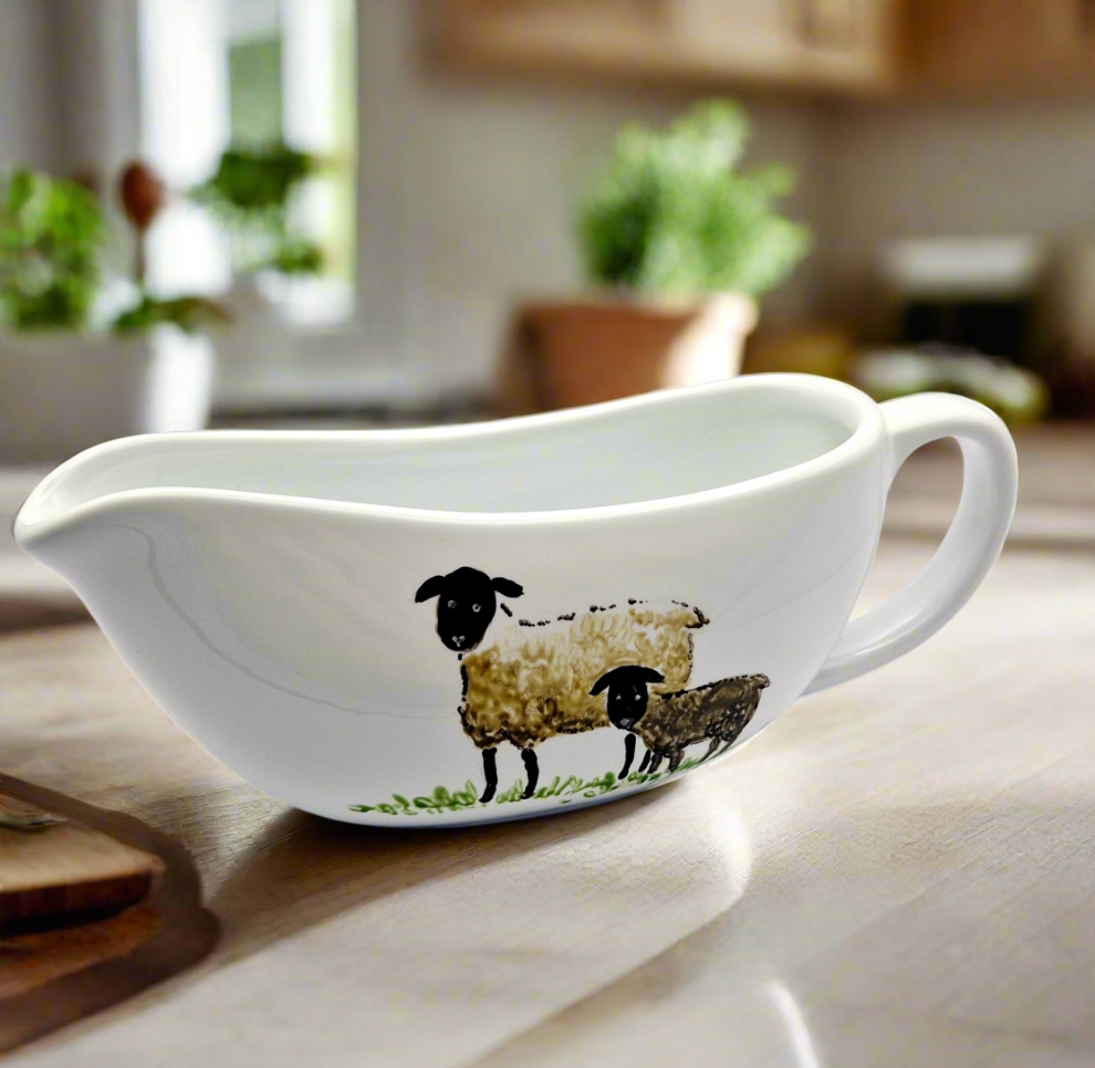 Sheep Handpainted Gravy Boat