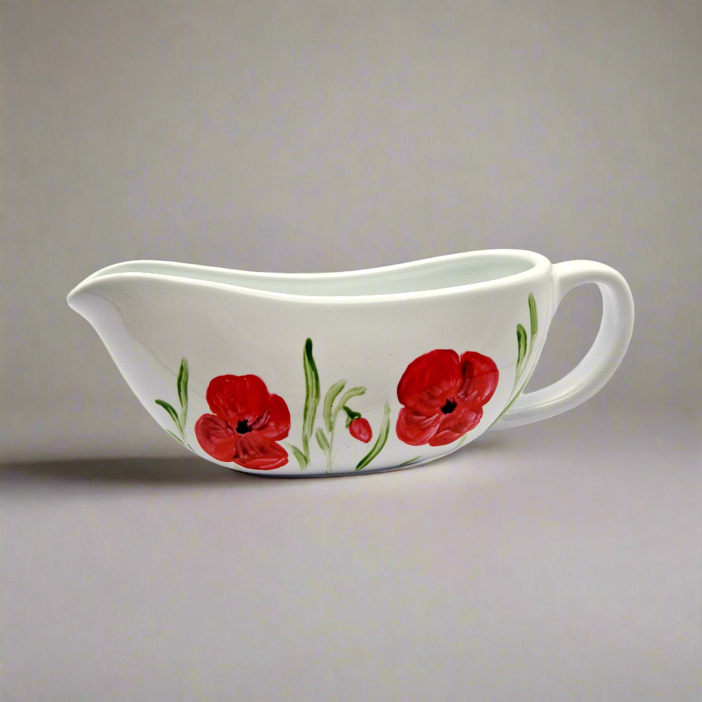 Poppies Handpainted Gravy Boat