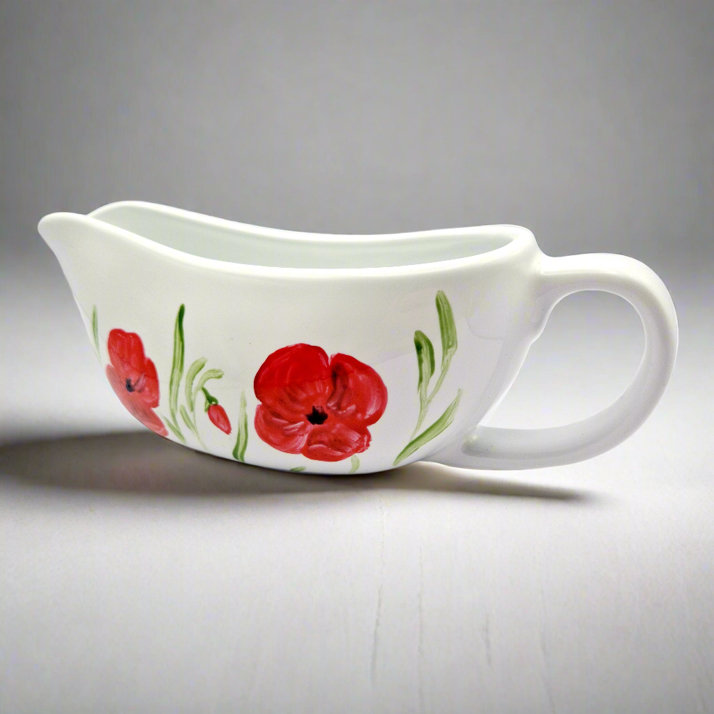 Poppies Handpainted Gravy Boat