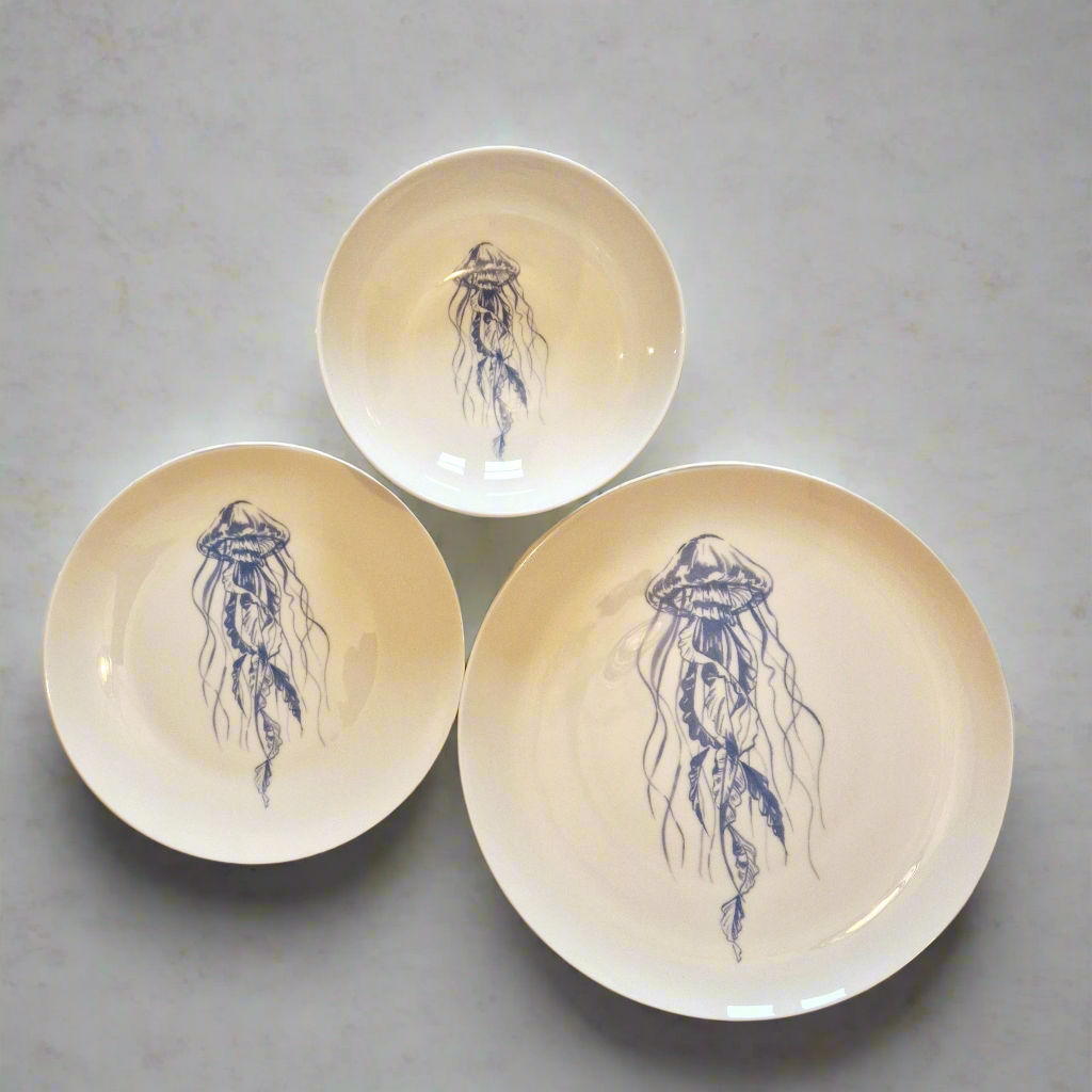 Blue Jelly Fish Set of 6