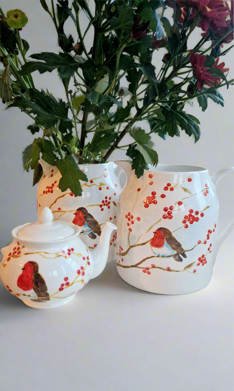 Robin HANDPAINTED Extra Large Jug