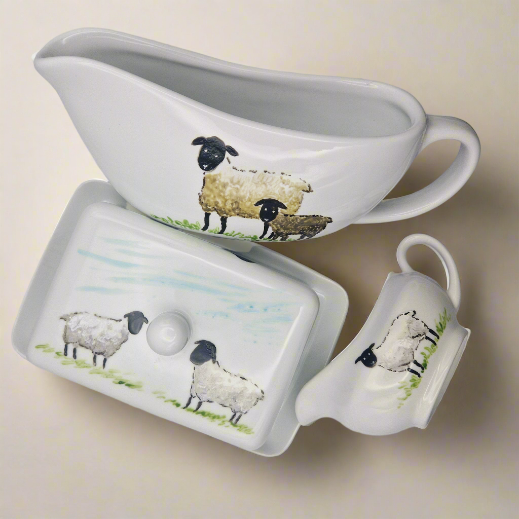 Sheep Handpainted Butter Dish