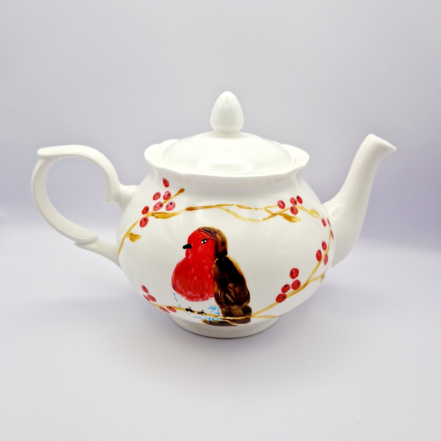 HANDPAINTED Robin Tea Pot