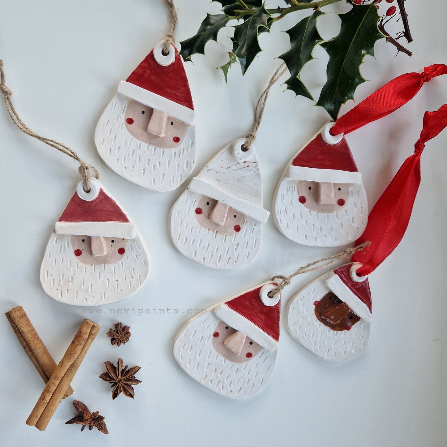 Handmade Ceramic Christmas Bauble - Santa Claus