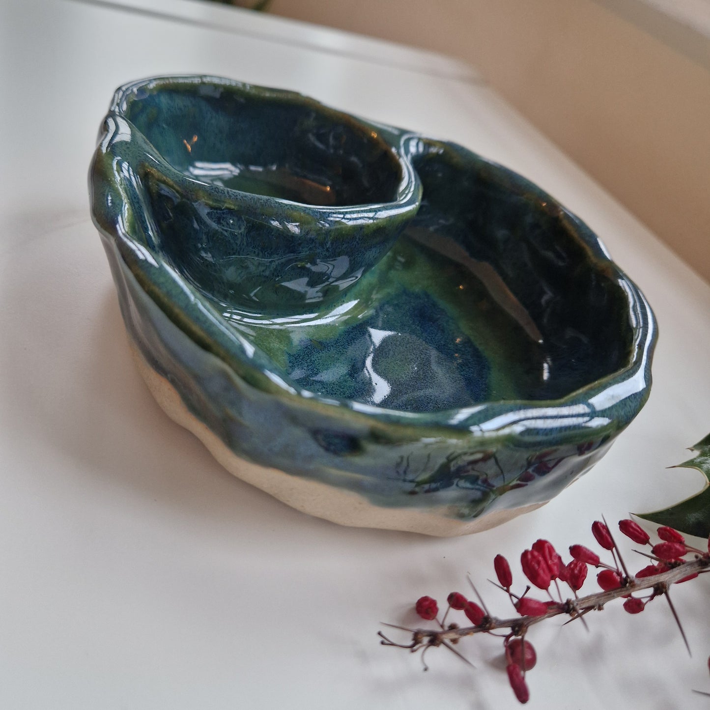 Chip and Dip Bowl in Aquamarine Glaze