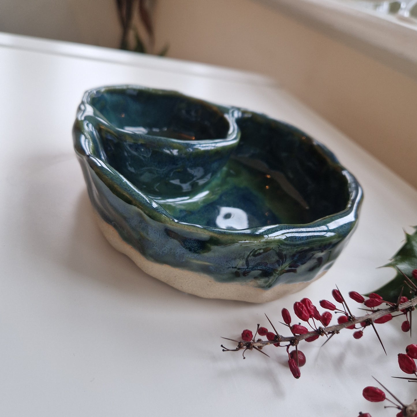 Chip and Dip Bowl in Aquamarine Glaze