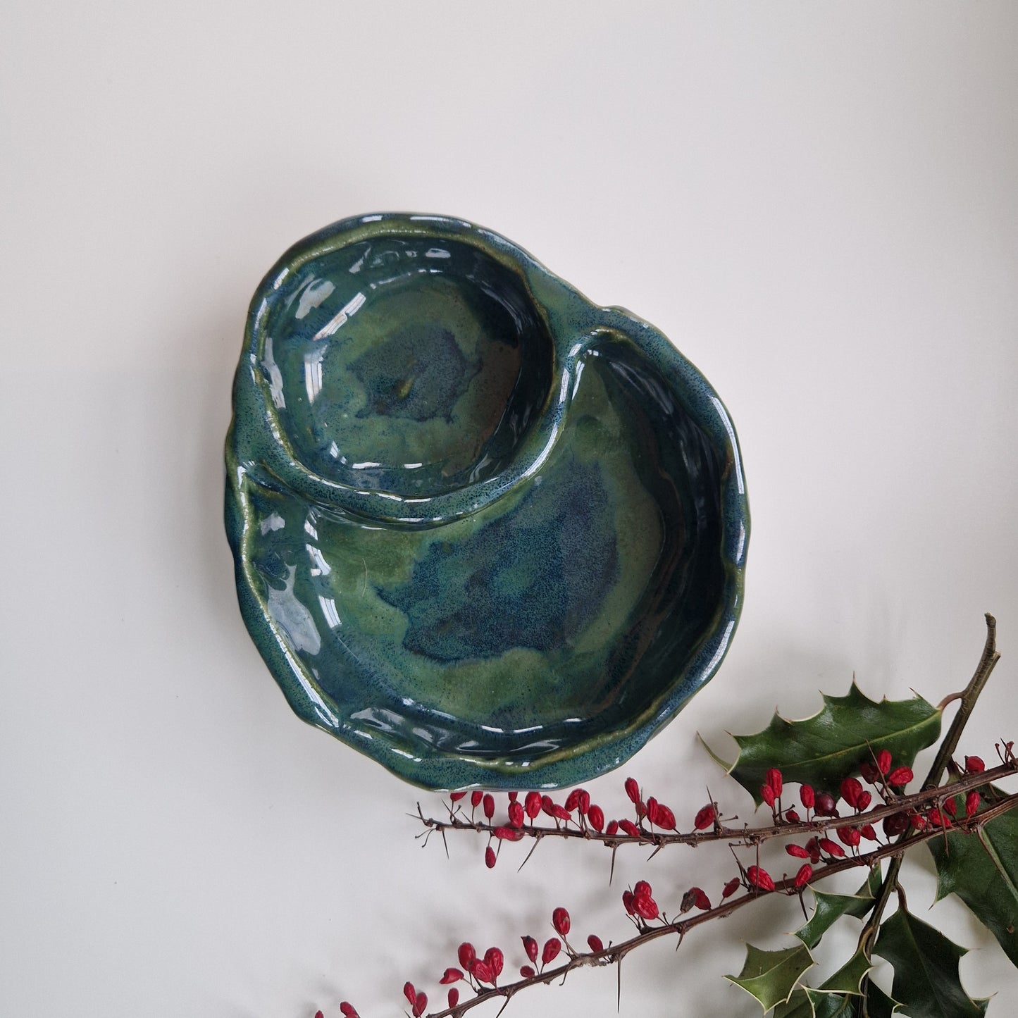 Chip and Dip Bowl in Aquamarine Glaze