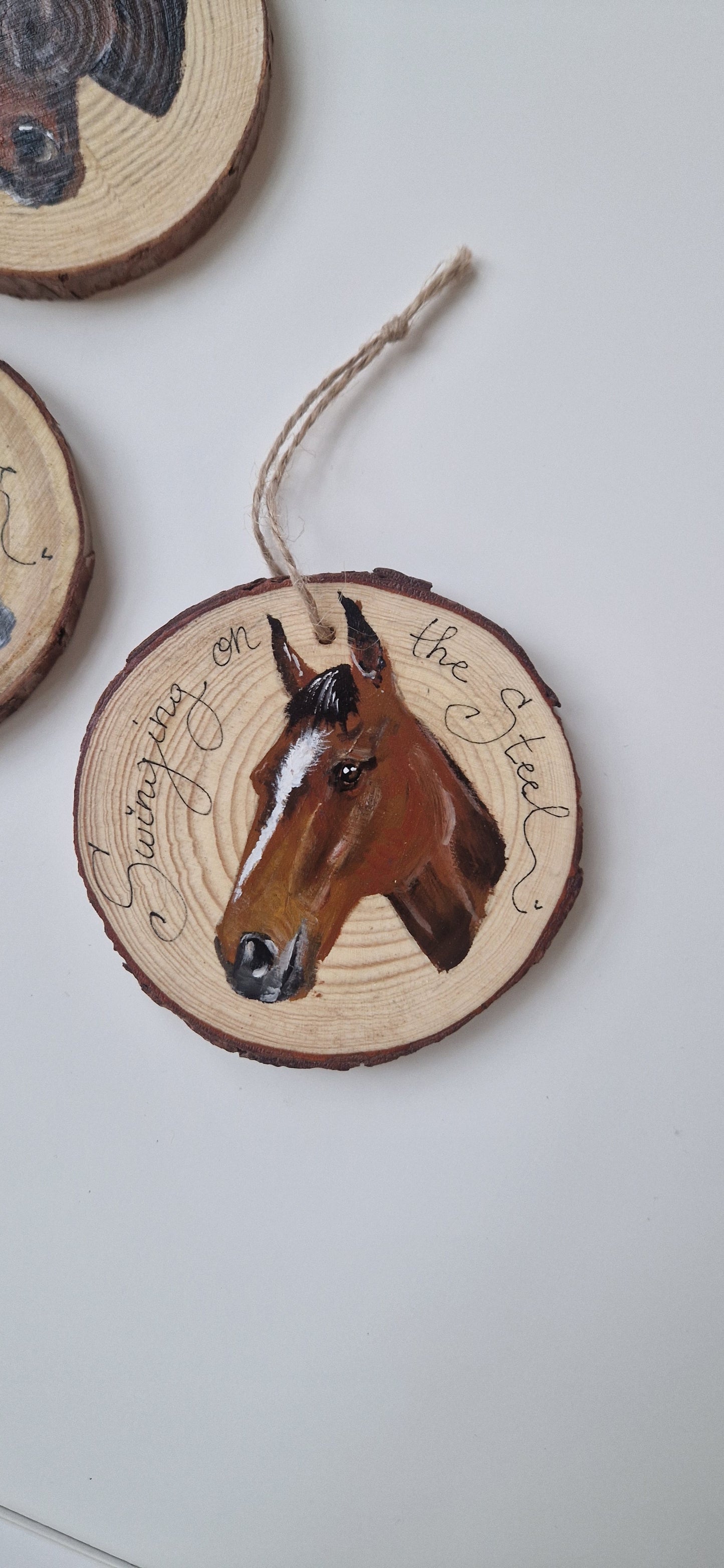 Old Gold Racing Horses - CUSTOM Handpainted Bauble