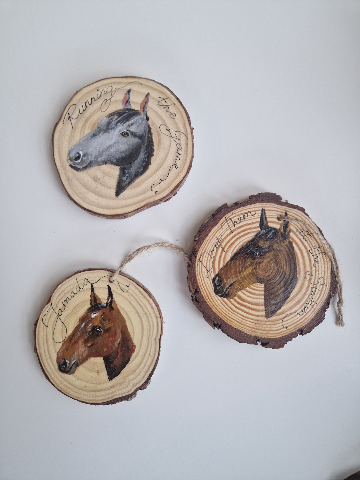 Old Gold Racing Horses - CUSTOM Handpainted Bauble