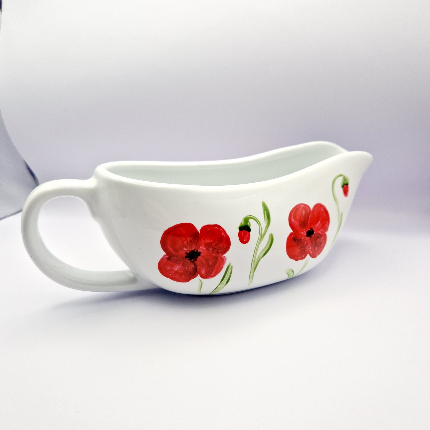 Poppies Handpainted Gravy Boat