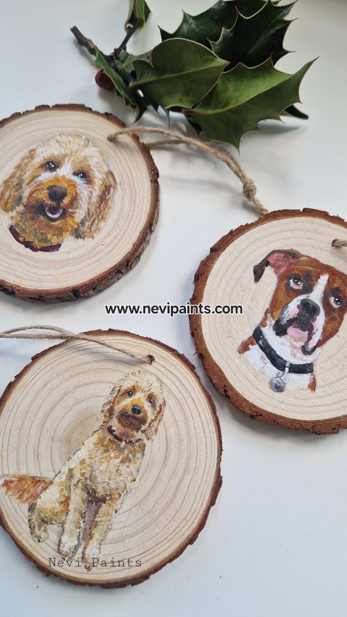 Hand-painted Christmas Bauble: CUSTOM Pet Portrait