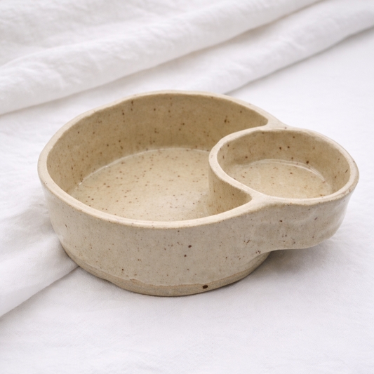 Chip and Dip Bowl in Specled Cream Glaze