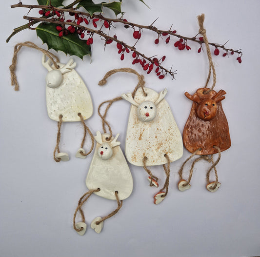 Handmade Ceramic Bauble - Raindeers