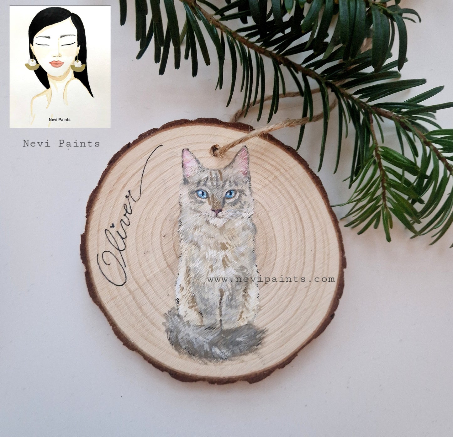 Hand-painted Christmas Bauble: CUSTOM Pet Portrait