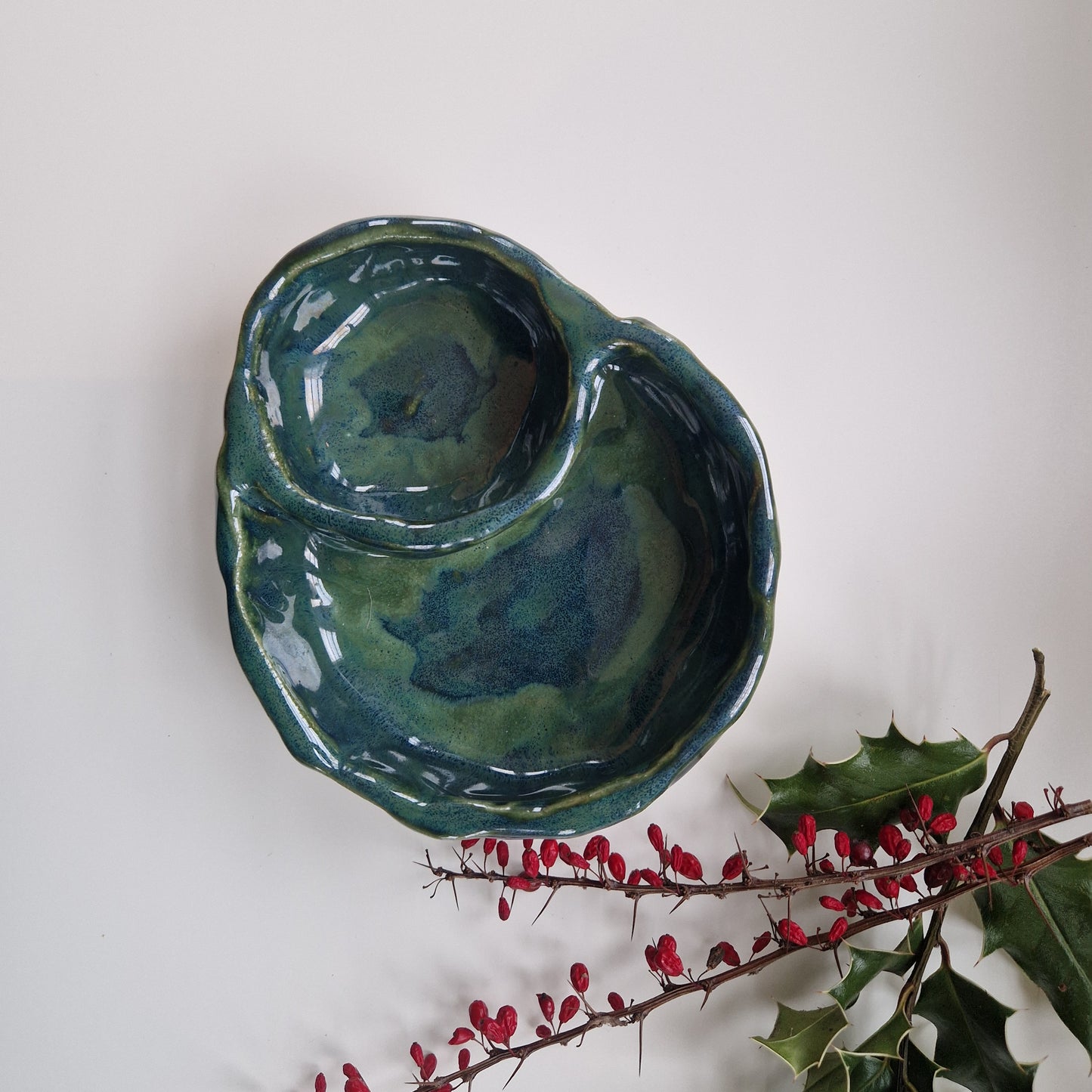 Chip and Dip Bowl in Aquamarine Glaze