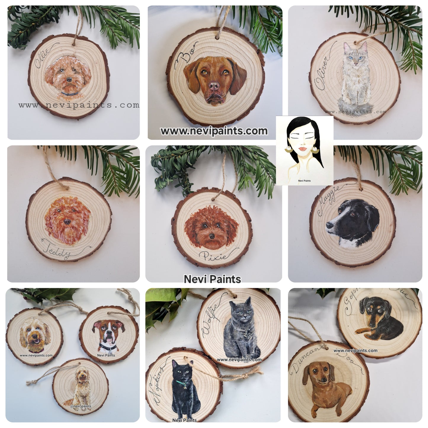 Hand-painted Christmas Bauble: CUSTOM Pet Portrait