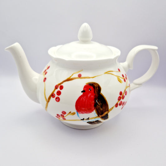 HANDPAINTED Robin Tea Pot