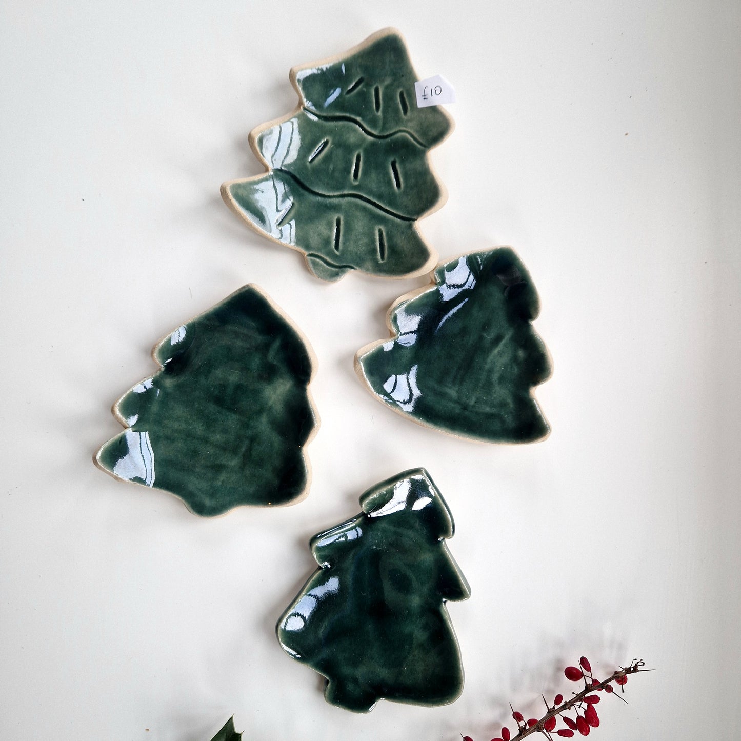 Handmade Ceramic Spoon Rest - Christmas Tree Shaped