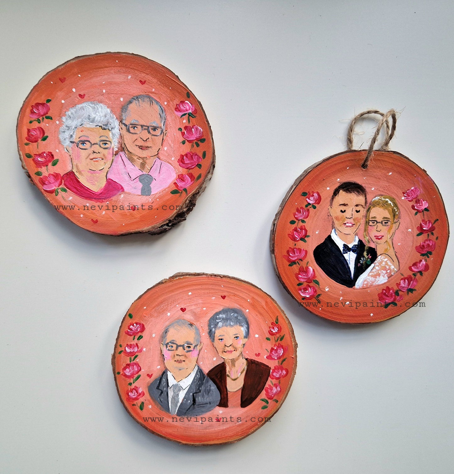 Hand-painted Christmas Bauble: CUSTOM Family Portrait